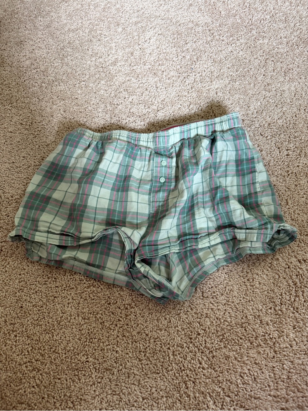 Victoria's Secret PINK Plaid Sleep Shorts in Mint and Pink